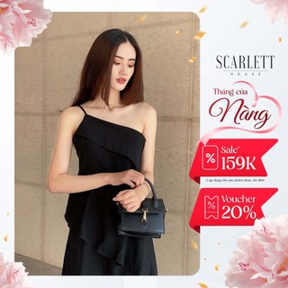 Scarlett_Đầm Nữ Lụa Lệch Vai Leila Dress - Đen
