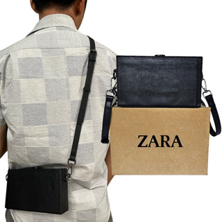 Túi nam clutch cầm tay Zara phom hộp mini kèm dây đeo chéo size 18