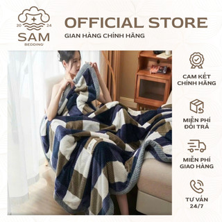 Chăn mền blanket kẻ chăn thỏ mịn xuất nhật cao cấp kích thước 2mx2m3