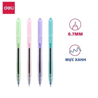Bút bi đầu bấm Deli ARROW Xanh 0.7mm Q01330 (Combo 5 cây)
