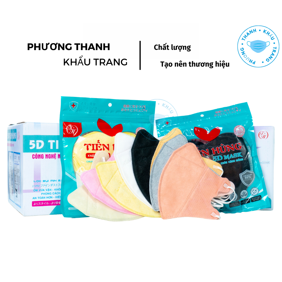 Thùng 500 chiếc khẩu trang 5D MASK Tiến Hùng Chính Hãng 4 lớp Kháng Khuẩn