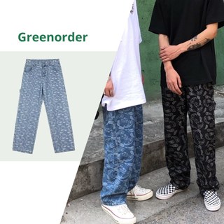 [Sẵn đen sz S] Quần ống rộng unisex họa tiết Pandana phong cách đường phố