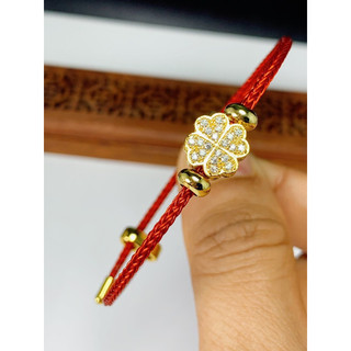 Charm mini cỏ 4 lá đính đ.á 10kara - 1 mặt đẹp thanh khiết - Shop pro mix handmade - Mặt dây