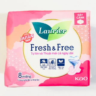 Băng vệ sinh Laurier Fresh & Free dày cánh 22cm x 8 miếng