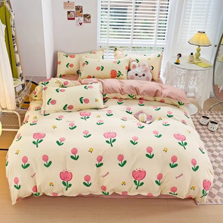 Bộ chăn ga gối poly cotton hình hoa nhí dễ thương -  không xù lông, không phai dễ dàng vệ sinh
