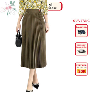 Chân váy xếp ly dài sẻ quạt cao cấp dài 80cm váy công sở tiểu thư V530