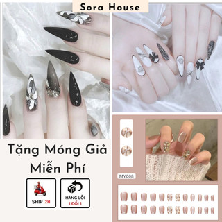 Bộ 24 Móng Tay Giả Đính Đá - Nail Box Móng Giả Cô Dâu Sang Chảnh, Trẻ Trung, Móng Nhọn, Dài | M, MY