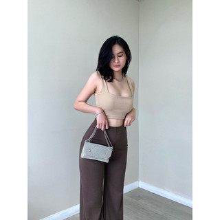 VITRAN BOUTIQUE Quần Ống Suông Dài Lưng Cạp Cao Thun Umi Co Dãn Hack Dáng Che Bụng Basic Đơn Giản Minimal Trơn 108m (OS)