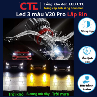 Đèn led gầm V20 Pro sương mù xe hơi, xe ô tô 3 màu chân H11/HB4(9006)/H8/H9/881,đèn phá sương thách thức mọi thời tiết