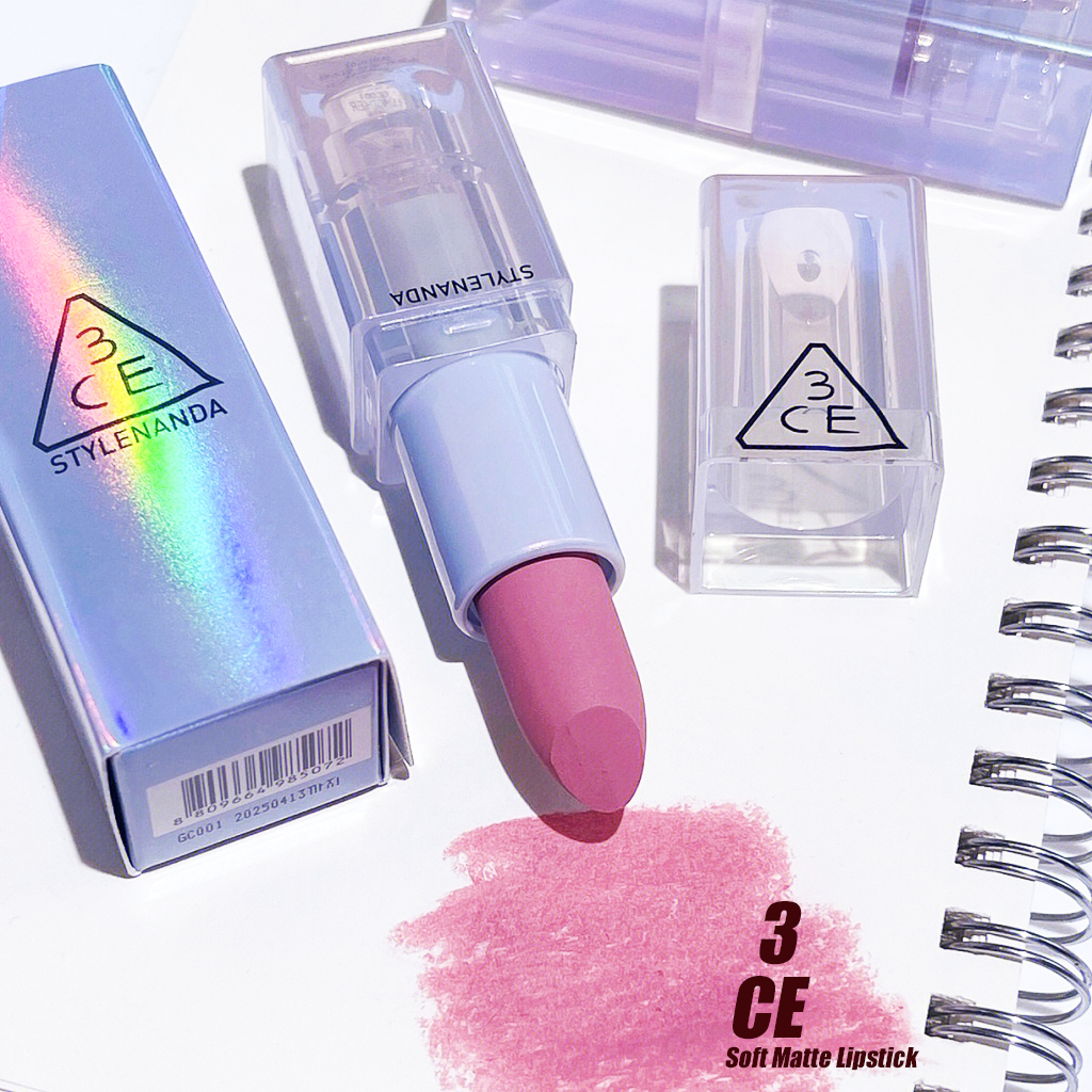 Son Thỏi 3CE Vỏ Trong Màu Lì Mịn Màng Soft Matte Lipstick 3.5g