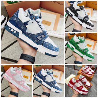 Giày LV Louis Vuitton Trainer Black White, Giày Sneaker LV Nam Nữ Mẫu Mới Hot Hit 2 Phiên Bản Màu Sắc Hàng Cao Cấp