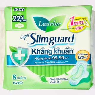 Băng vệ sinh Laurier Super Slim guard kháng khuẩn siêu mỏng cánh 22.5cm x 8 miếng