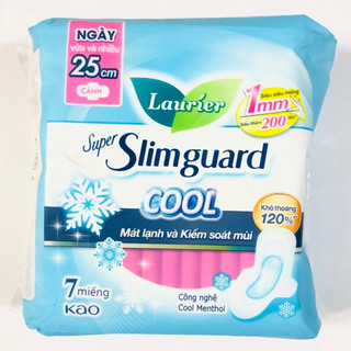 Băng vệ sinh Laurier Slimguard Cool 1mm siêu mỏng cánh 25cm x 7miếng