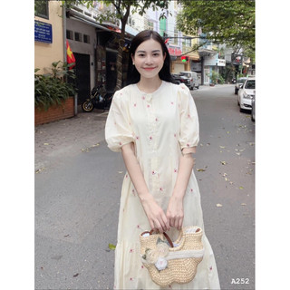 váy hoa thêu tay bồng