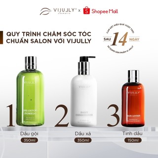 Combo 3 chai dầu gội + dầu xả + tinh dầu bưởi vijully mới chăm sóc tóc hiệu quả từ thiên nhiên