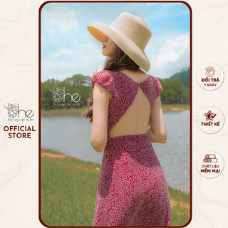 Đầm hoa tay con hở lưng | 2 MÀU | SDX53