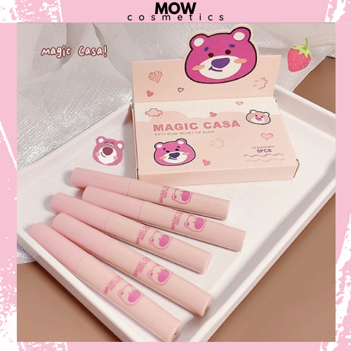 Bộ 5 Son Môi MA,GIC CA,SA Màu Nhung Lì Thiết Kế Hình Gấu Đáng Yêu MOW Cosmetics SM13