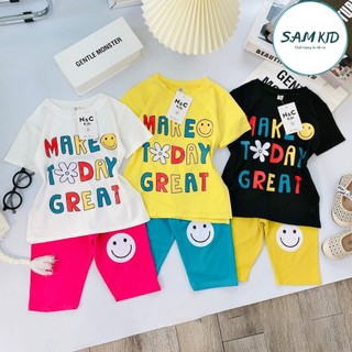 Đồ bộ bé gái SAM kids tay ngắn quần lửng có size đại mặc mùa hè 8-40kg