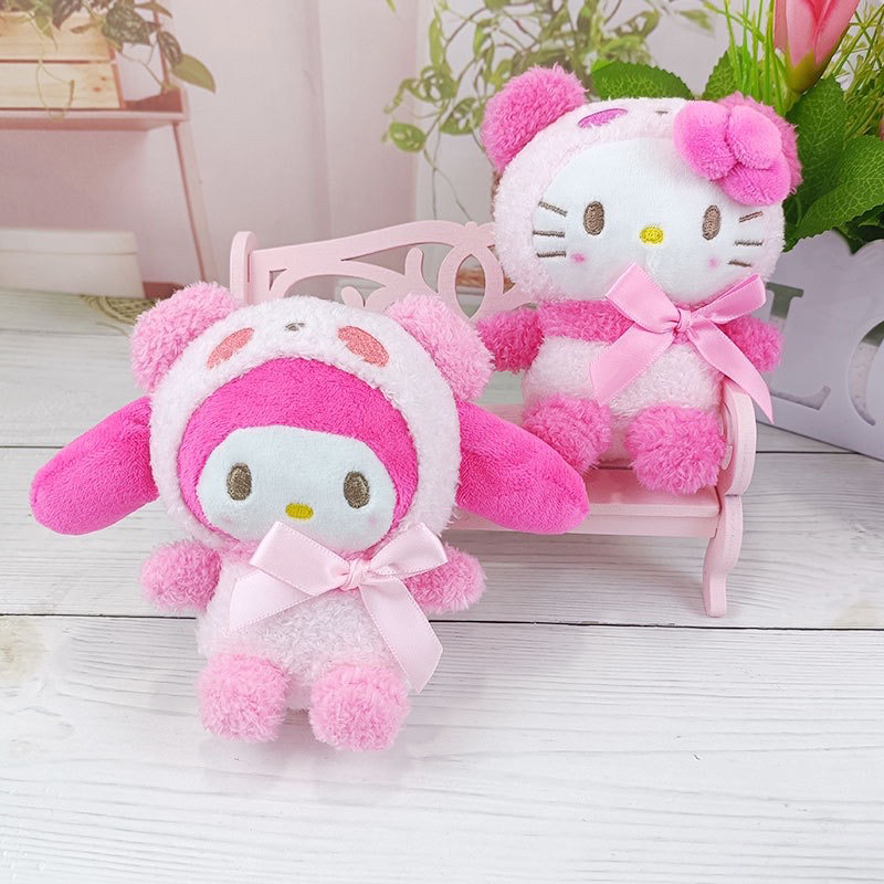 Gấu Bông Dễ Thương Xinh Xắn, gấu dâu losto màu hồng 15cm