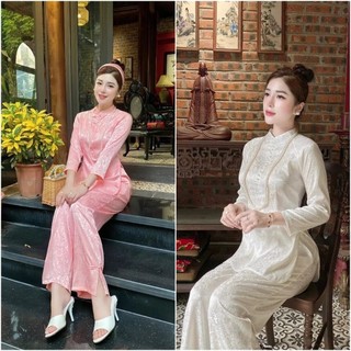 Bộ Đồ Lam Đi Chùa,Pháp Phục đi Lễ Nguyên Set bộ bà ba gấm đính cườm chất lụa gấm cao cấp