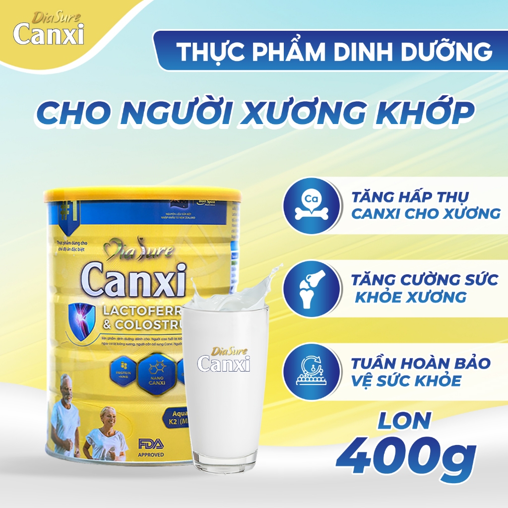 DIASURE CANXI 400G - hỗ trợ bổ sung dinh dưỡng, nano canxi phòng chống loãng xương, cải thiện vấn đề xương khớp.