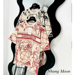 Áo Phông Unisex Qccc Di.or Bản Đồ Chất Cotton Dáng Rộng
