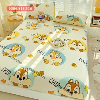 Ga Trải Giường Poly Cotton, Ga Nệm Mùa Hè Poly Cotton Kèm 2 Vỏ Gối Nằm Đủ Kích Thước Mẫu CHUỐI BÒ SỮA ( Được Chọn Màu)