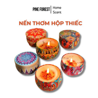  Nến Thơm Hộp Thiếc Hoa Khô Thiên Nhiên, Nến Thơm Quà Tặng