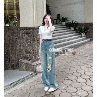 Áo Thun Cổ Tim Basix Siêu Xinh Dáng Khoét Ngực Dáng Áo Ôm Freeisze