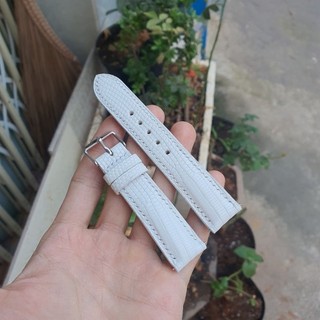 Dây đồng hồ handmade da kỳ đà trắng