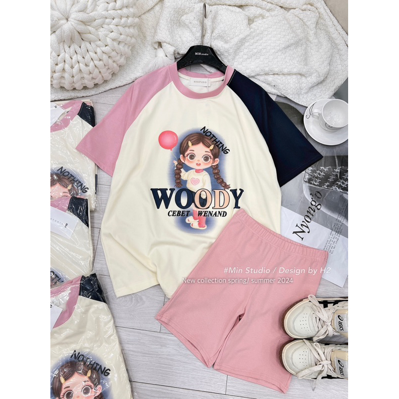 Set Cotton Hồng Cô Gái Woody Bùi Lan Anh Hot Hit