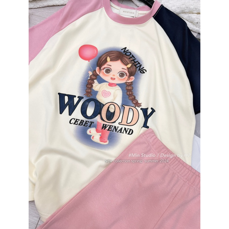 Set Cotton Hồng Cô Gái Woody Bùi Lan Anh Hot Hit