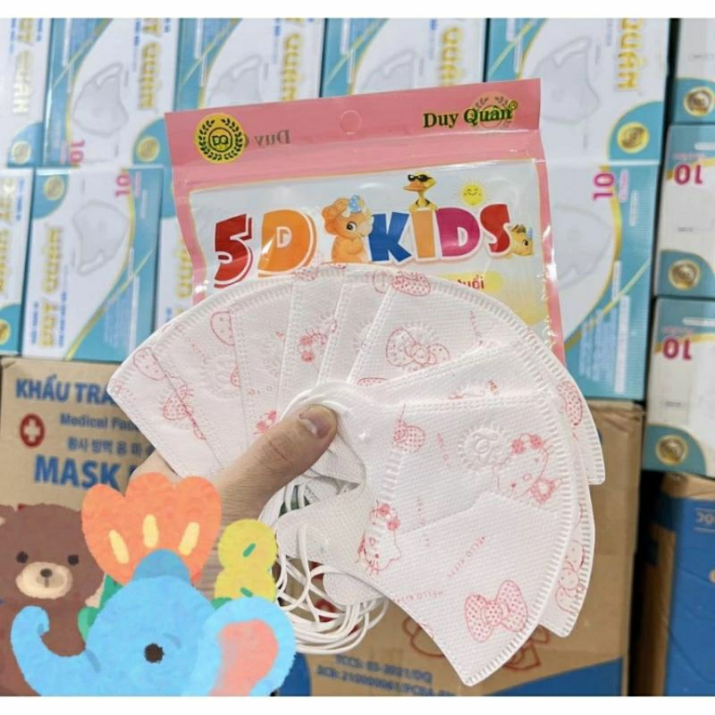 (100 cái 0-2 tuổi và 3-6 tuổi) Khẩu trang 5d bé / Khẩu trang 5D kid