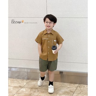 Sét sơ mi công tử may ly nổi cho bé trai phong cách hàn quốc beemo 23037b