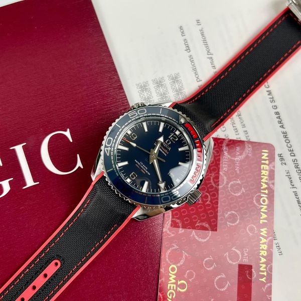 Đồng hồ nam Omega Seamaster 42mm máy cơ Miyota cao cấp, mẫu mặt tròn màu đen 2 núm