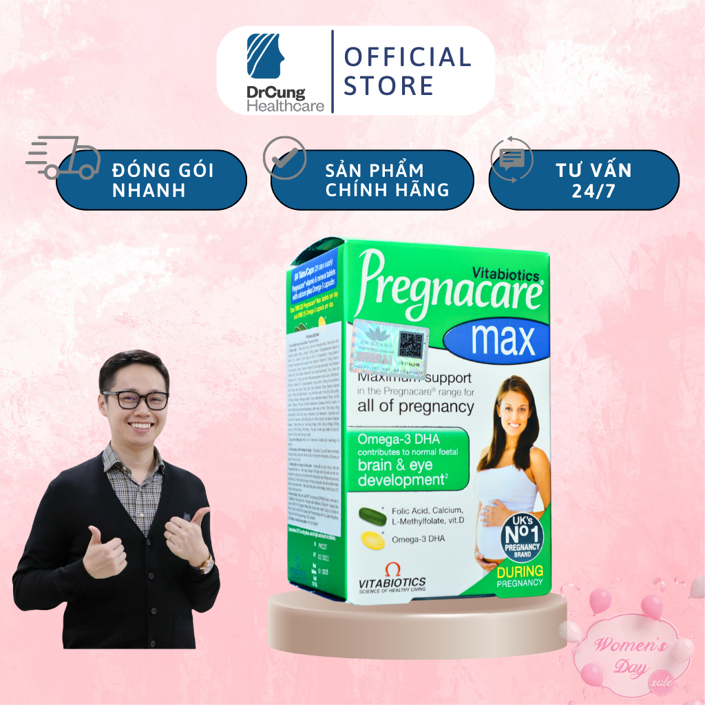 Bác Sĩ Cung Pregnacare Max - Vitamin Tổng Hợp Cho Bà Bầu, Omega 3, DHA Bầu, Sắt, Vitamin D, Canxi (Hộp 84 Viên)