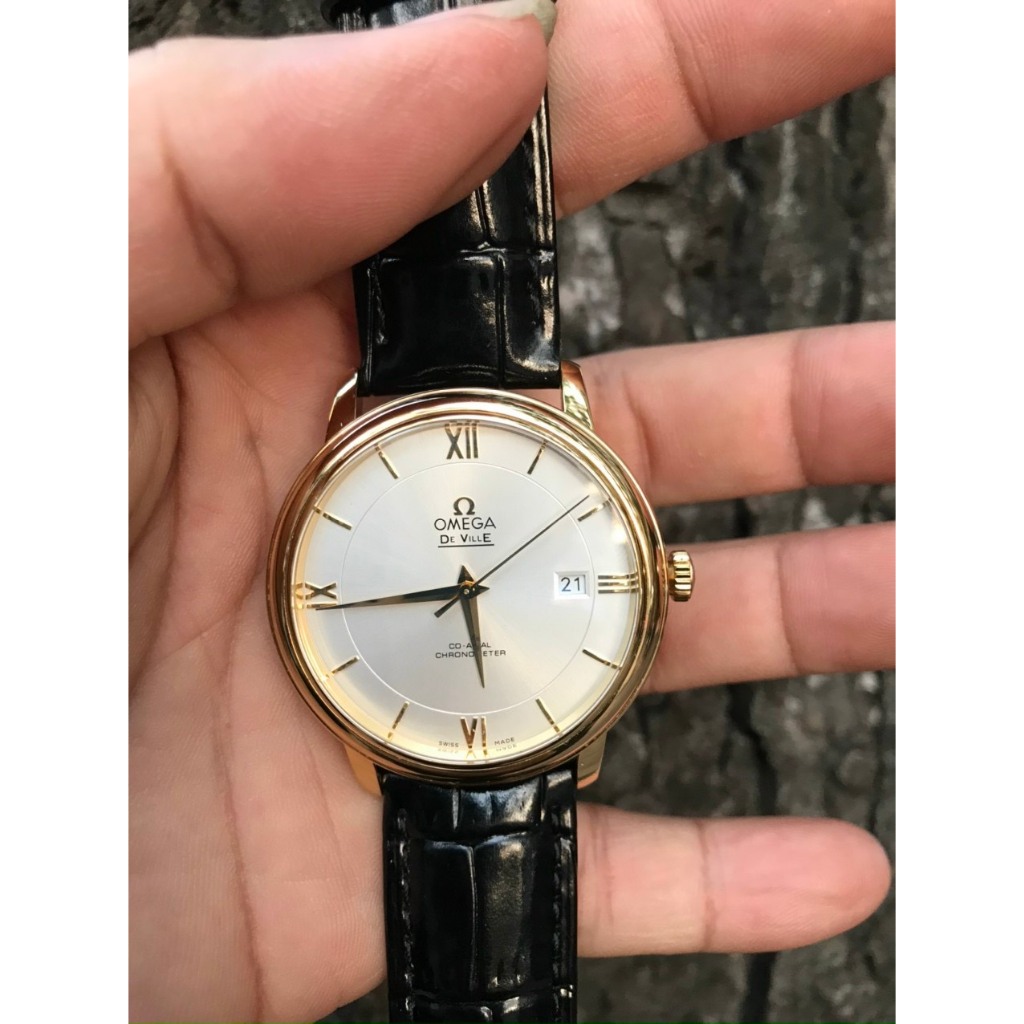 Đồng hồ nam Omega Deville 39.5mm máy ETA 2824 Thụy Sĩ , dây da cá sấu cao cấp