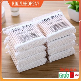 Set 100 Tăm Bông ngoáy tai người lớn thân gỗ cao cấp