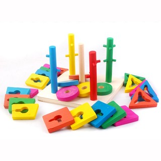 ( SIZE LỚN) Đồ Chơi Gỗ Xe Kéo Luồn Hạt Bằng Gỗ Cho Bé
