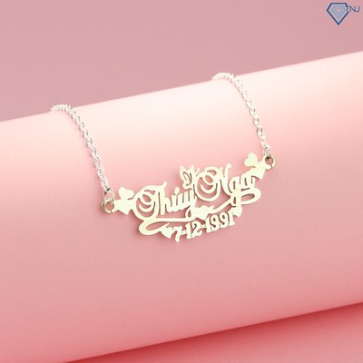 Vòng cổ bạc nữ khắc tên và ngày tháng năm sinh theo yêu cầu DCC0008 - Trang Sức TNJ