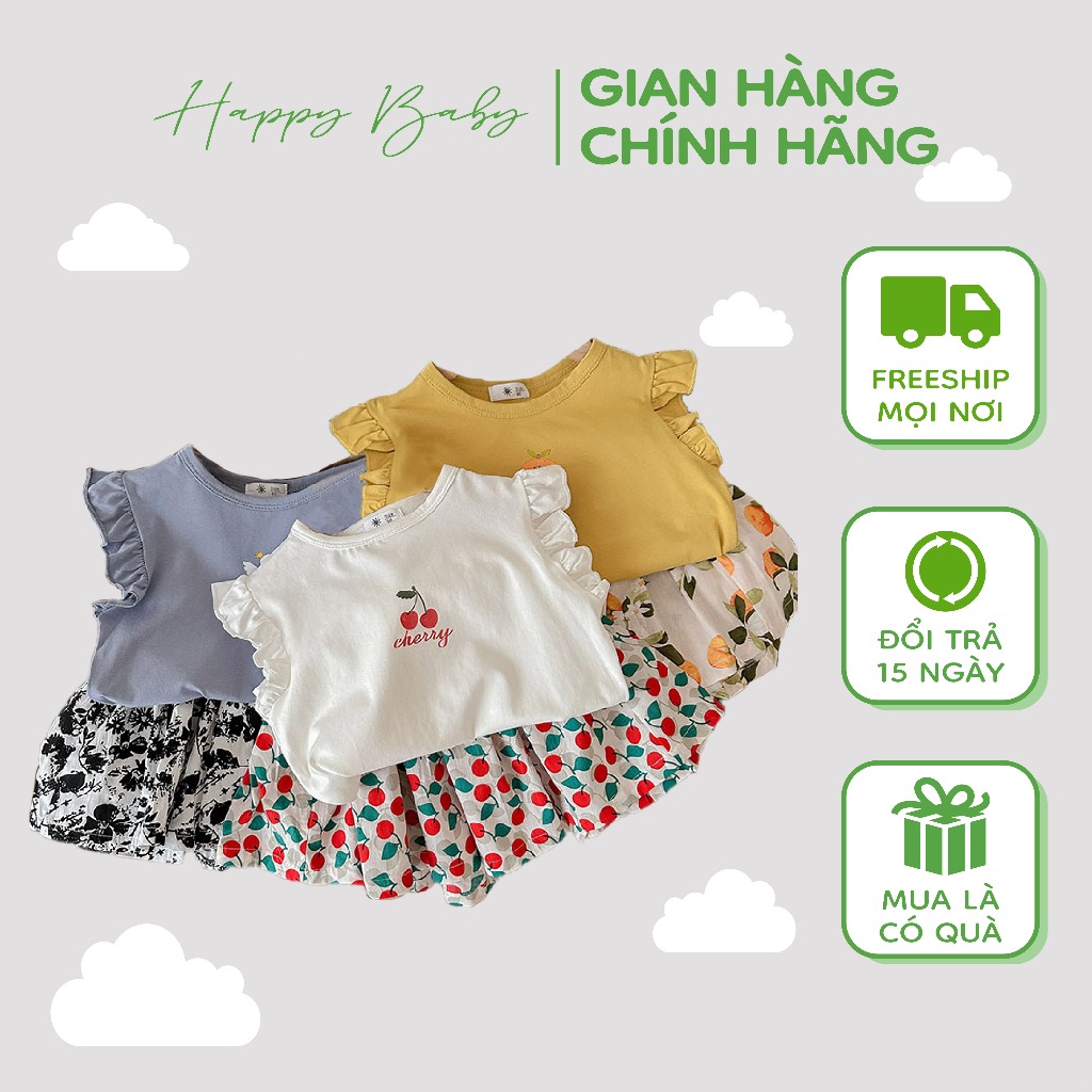 Set váy cho bé gái, Bộ Cotton bé gái Pattern