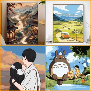 [XẢ HÀNG]Tranh sơn dầu số hóa cỡ lớn, tranh tô màu theo số CÓ KHUNG và dụng cụ 30x40 cm, 40x50 cm & 20x20cm