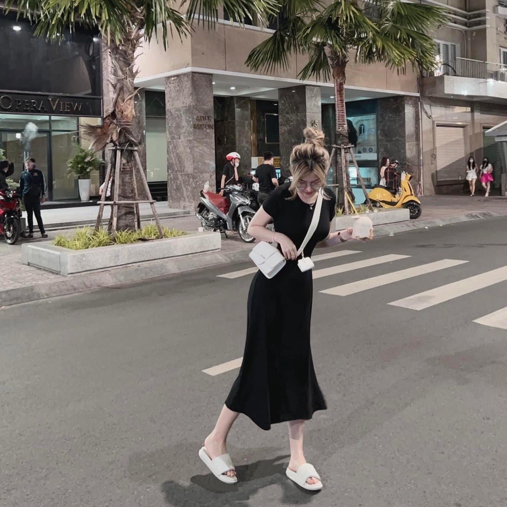 đầm body nữ - thiết kế dáng dài xẻ tà xinh xểu - TC26