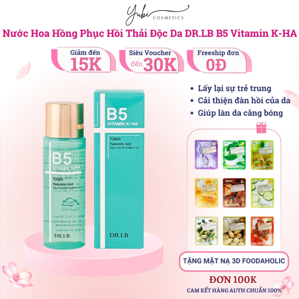 Nước hoa hồng phục hồi thải độc da DR.LB B5 Vitamin K-HA 80ml chính hãng Hàn Quốc - YUBI SHOP