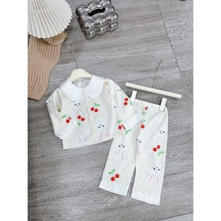 Bộ Pijama, bộ đồ ngủ lụa xước cho bé gái[Dưới 1m3]
