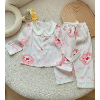 Bộ Pijama, bộ đồ ngủ lụa xước cho bé gái[Dưới 1m3]