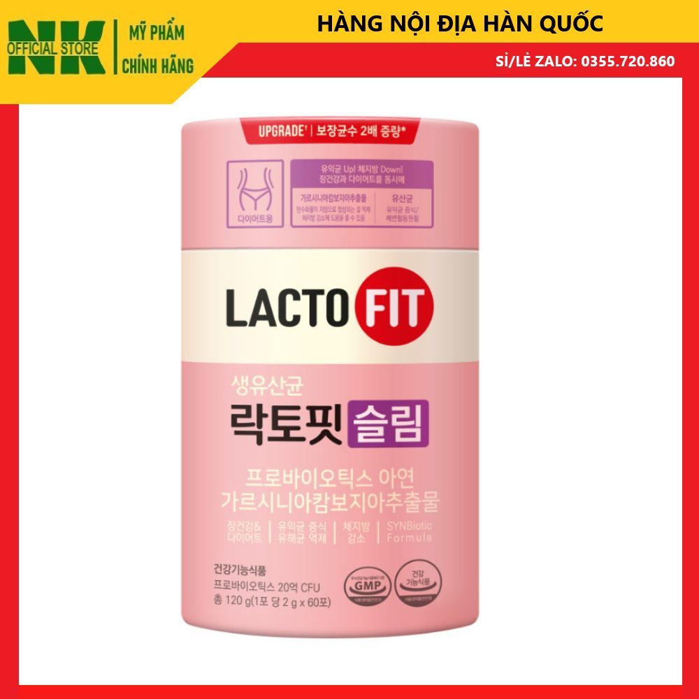 Men Vi Sinh LACTOFIT LACTO-FIT SLIM Cải Thiện Đường Ruột, Hỗ Trợ Người Ăn Kiêng, Giảm Cân (60 gói x 