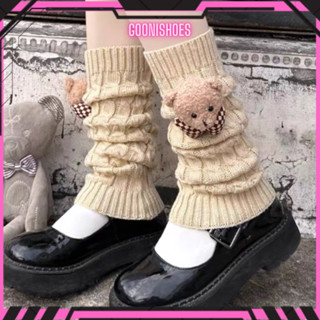  Tất Dài Dệt Kim Hình Gấu Vớ Ống Chân Giữ Ấm Mùa Thu Đông Phong Cách Lolita Thời Trang học sinh Cho Nữ 