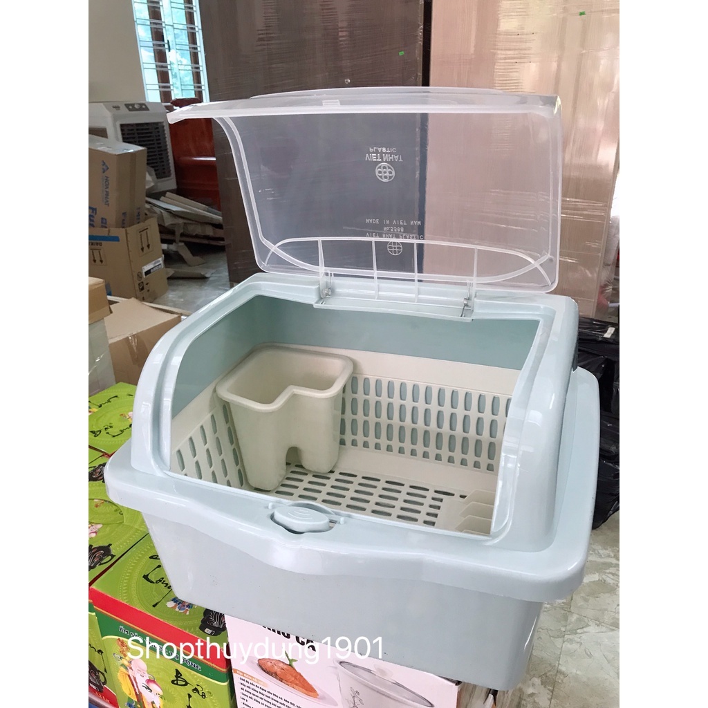 Giá úp bát đĩa có nắp đậy và ống cắm đũa tiện dụng nhựa Việt Nhật an toàn | BigBuy360 - bigbuy360.vn