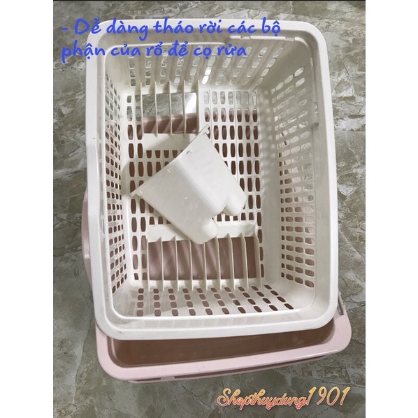 Giá úp bát đĩa có nắp đậy và ống cắm đũa tiện dụng nhựa Việt Nhật an toàn | BigBuy360 - bigbuy360.vn